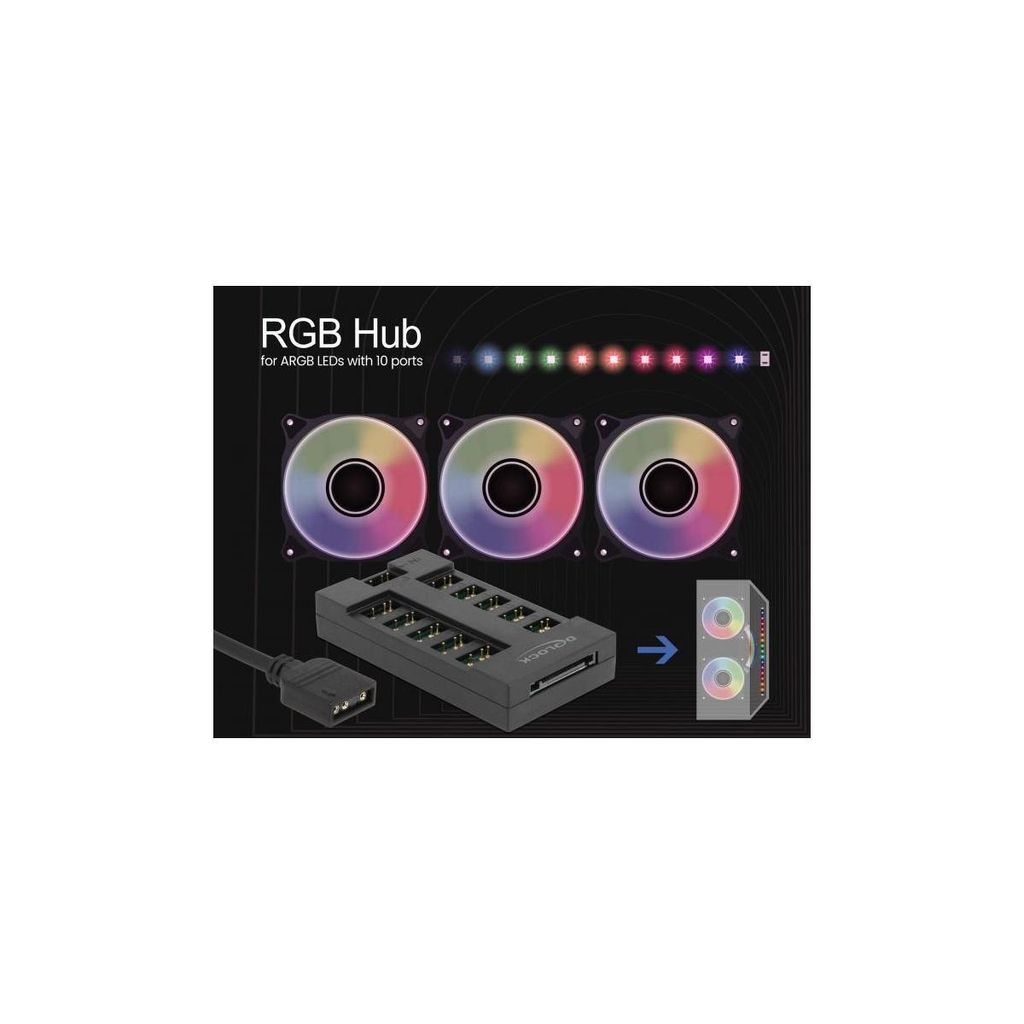 Delock - RGB LED light hub - 10 ports - Schwarz (64128) Obrázok produktu 