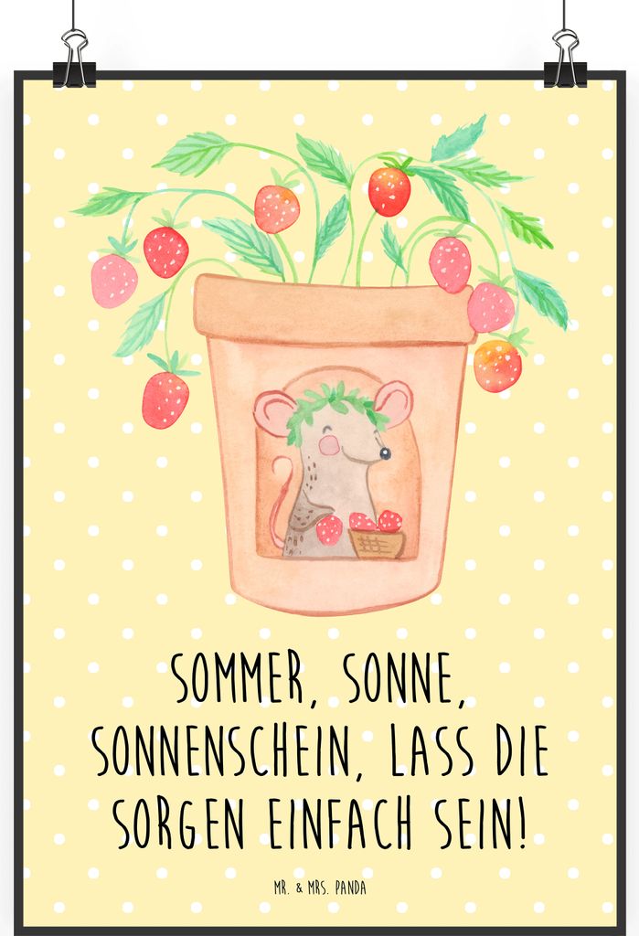 Mr. & Mrs. Panda Bild Sommerfreude DIN A2 - Gelb Pastell - Geschenk, Kamin, Summer Vibes, Strand, Herbst, Plakat, Sommerferien, Feelings, drucke, S...
