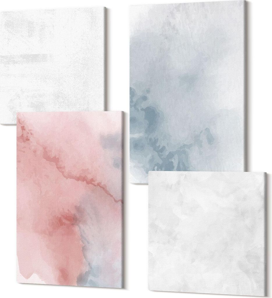 Leinwandbild Set 4-teilig – Modernes Wandbild – Polycanvas Kunstdruck – Abstrakte Bilder – Hochwertige Wandkunst – 2x 40x40 cm + 2x 40x60...