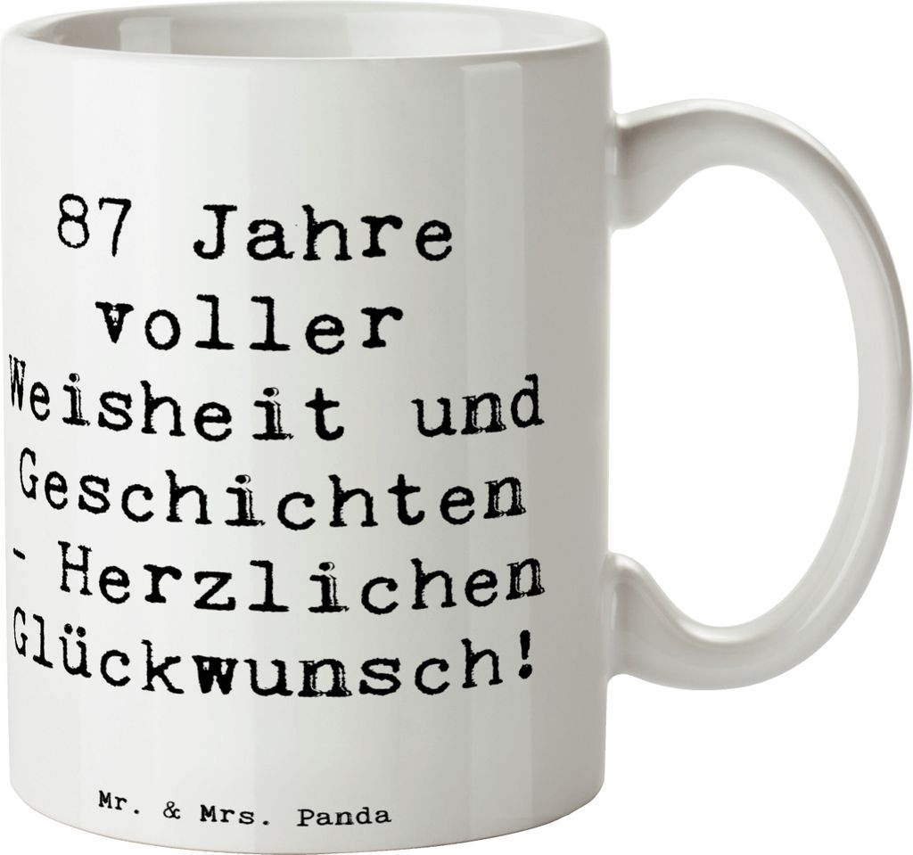 Mr. & Mrs. Panda Trinkbecher Spruch 87. Geburtstag Weisheit Produktbild 