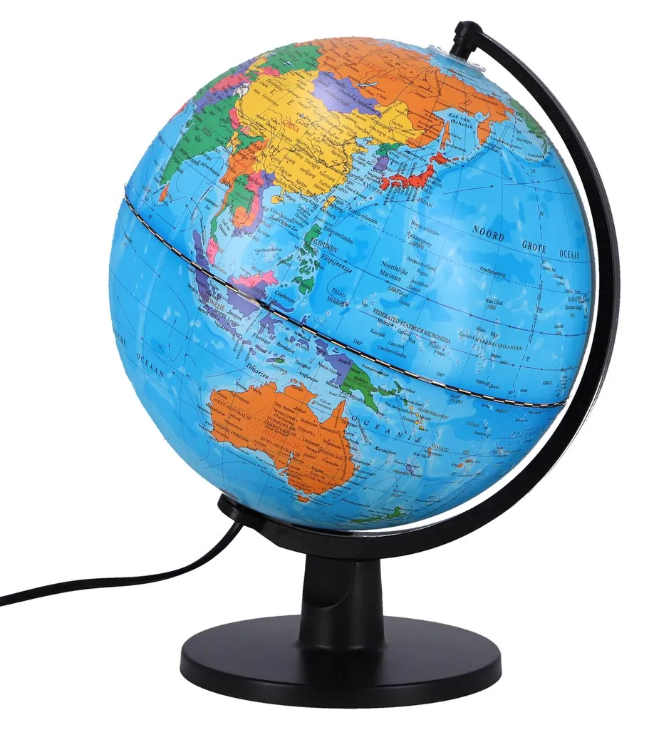 Globe Terrestre Lumineux LED 25 cm Science avec Texte en Néerlandais