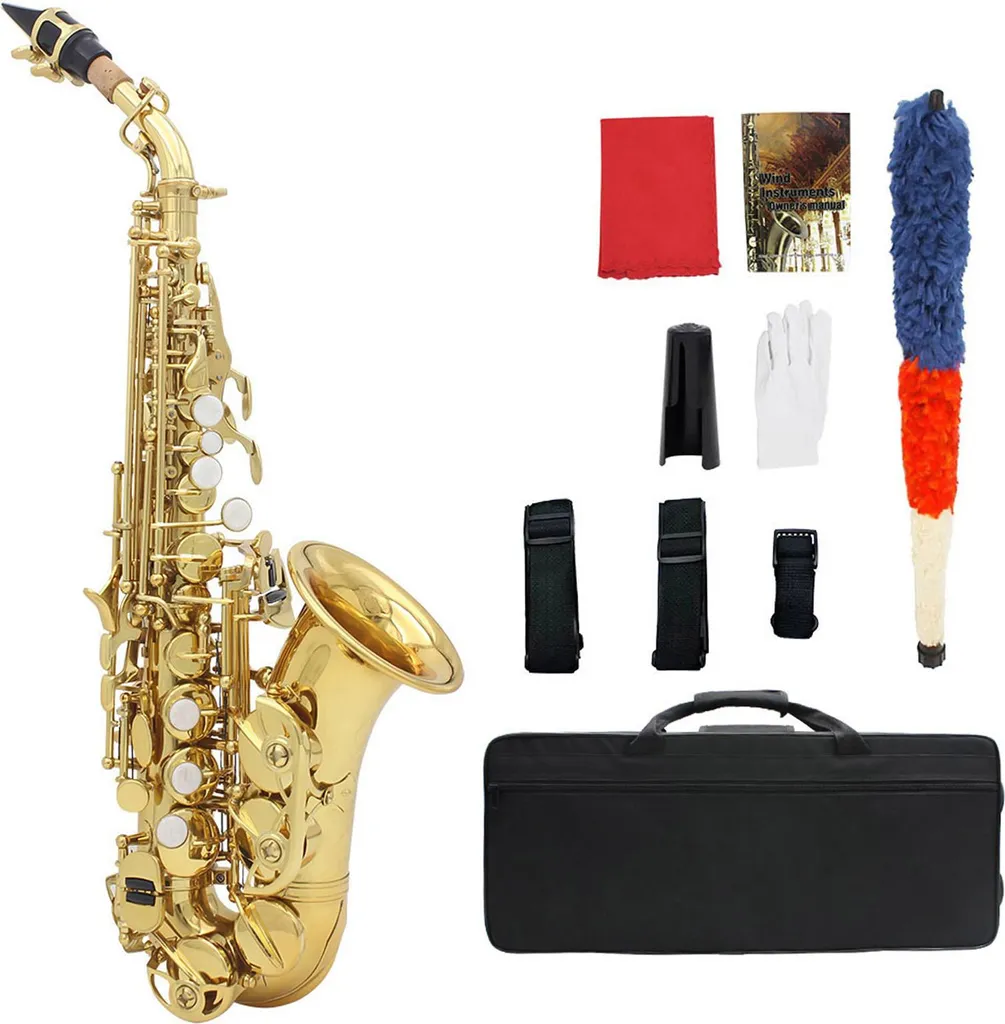Saxophone soprano lourd 2,9 lbs en or avec étui rigide pour étudiants
