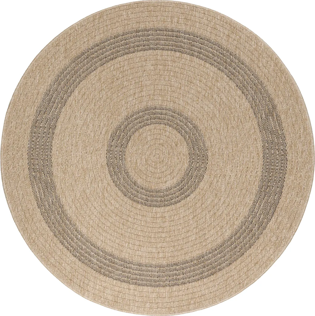 Grand tapis de salon rond en fibres naturelles noires 200cm Comilla Nipu
