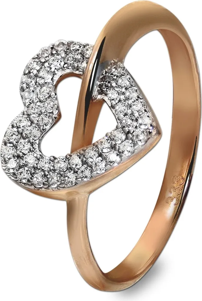 Bague solitaire en or rose 333 et zirconium pour femme GoldDream 54