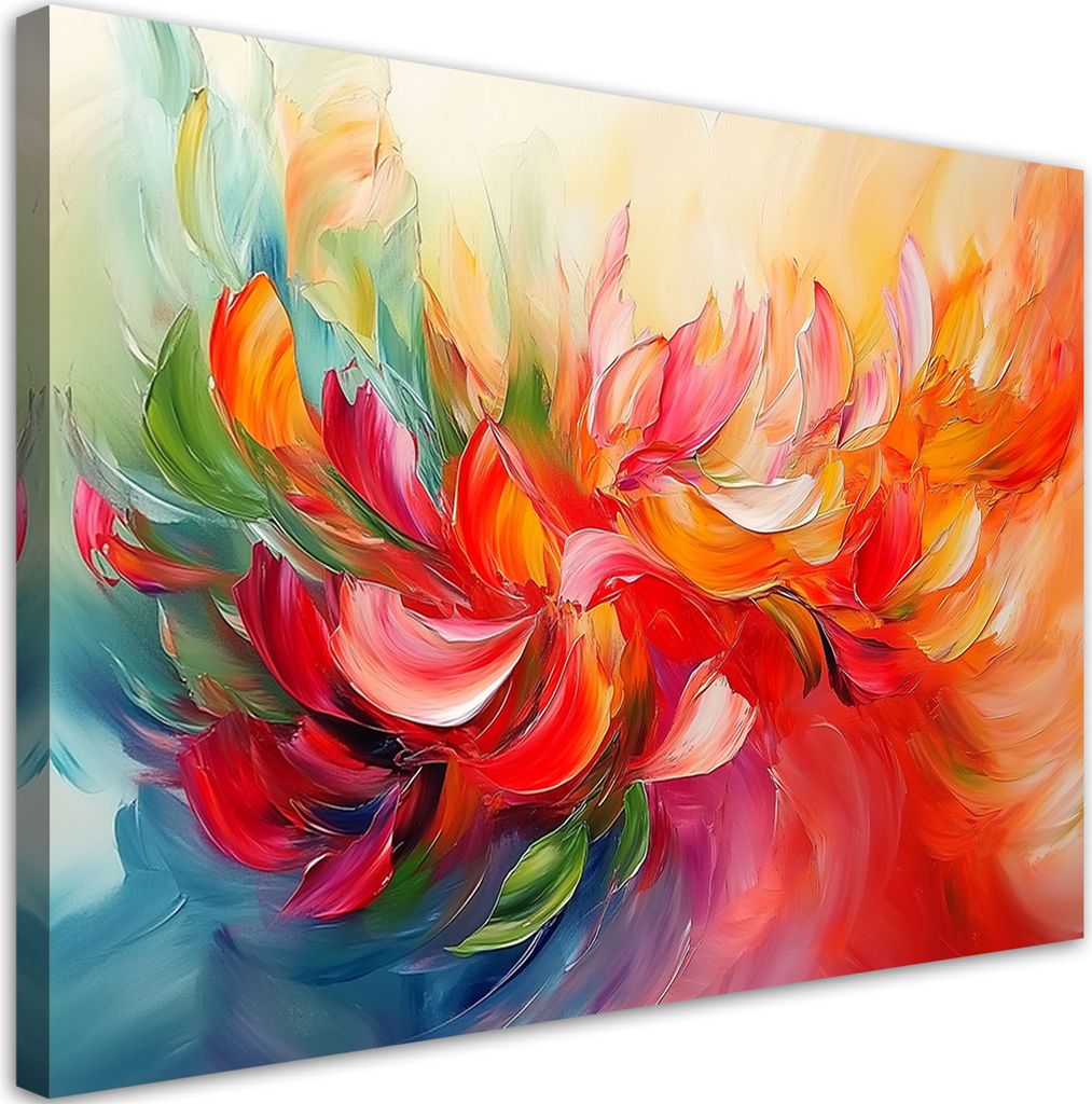 Leinwandbild Bunt gemalte Abstraktion 90x60 Feeby Bunt bild für die wand bereit zum aufhängen