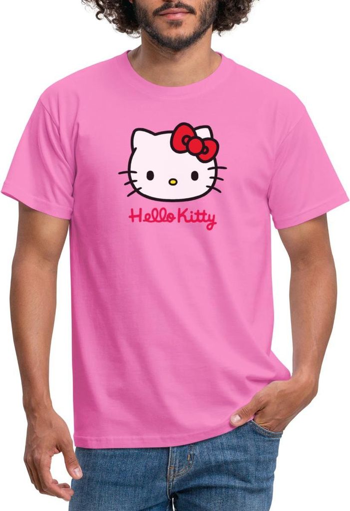 Spreadshirt Hello Kitty Klassisch Mit Schriftzug Männer T-Shirt, L, Pink