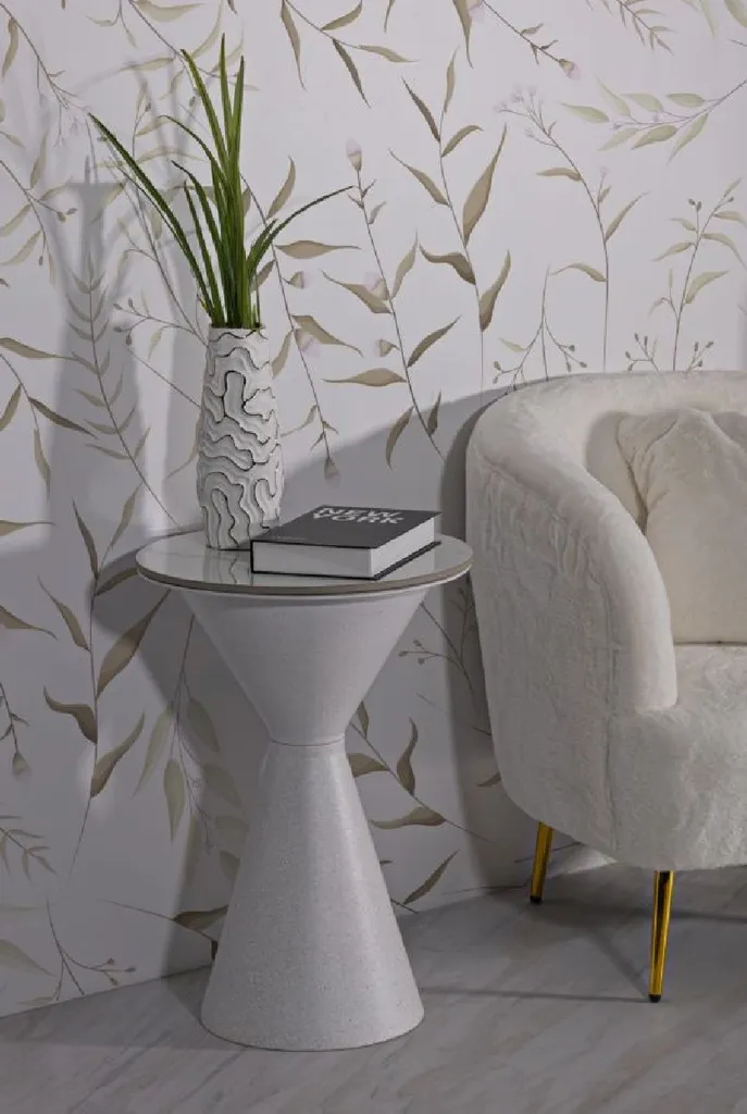 Table d'Appoint Ronde Blanche en Métal Mauro Ferretti Double Surface