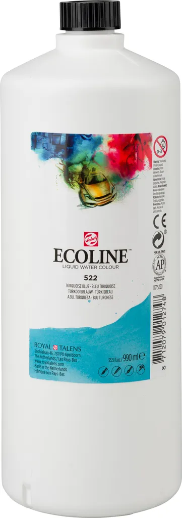 Aquarelle Liquide Ecoline 990ml : Turquoise 522 pour Grands Formats