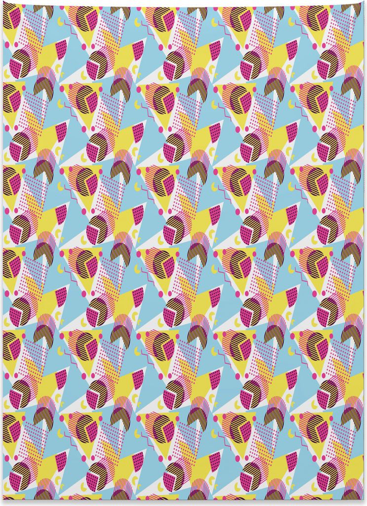 Abakuhaus Pastell Wandteppich, Pop Memphis 80er Jahre Stil aus Weiches Mikrofaser Stoff Kein Verblassen Klare Farben Waschbar, 110 x 150 cm, Mehrfa...