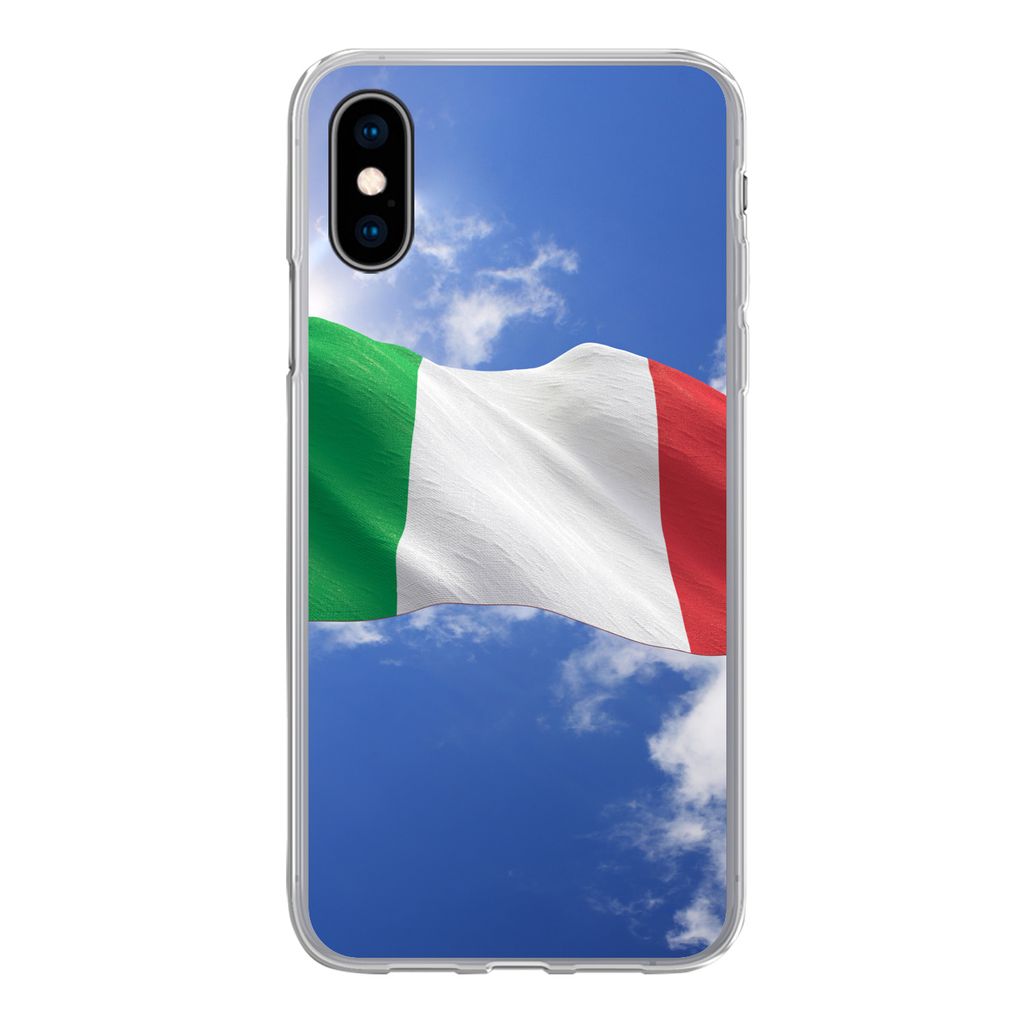 MuchoWow Handyhülle Schutzhülle Hülle für iPhone X Die Flagge Italiens weht am Himmel Silikon Softcase Handy Hülle - Handyhülle