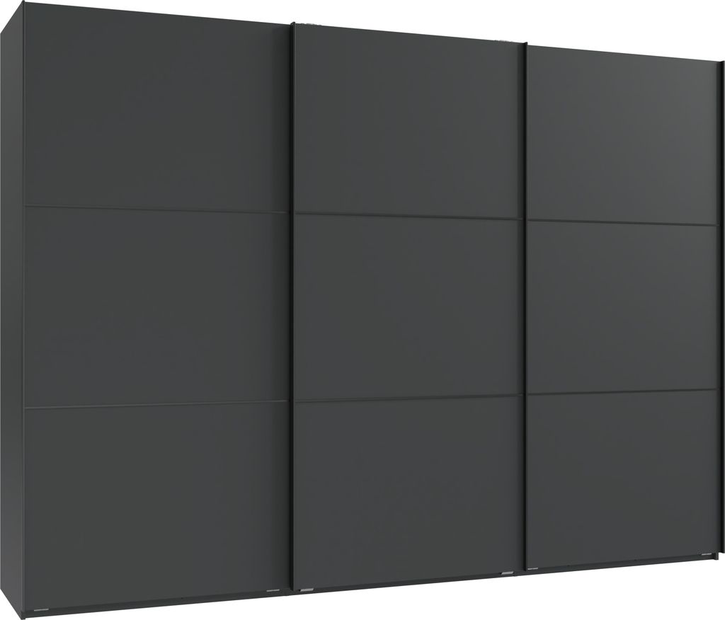 Schwebetürenschrank Kleiderschrank 3-türig 300 cm modern Vollausstatt. Anthrazit / 22018