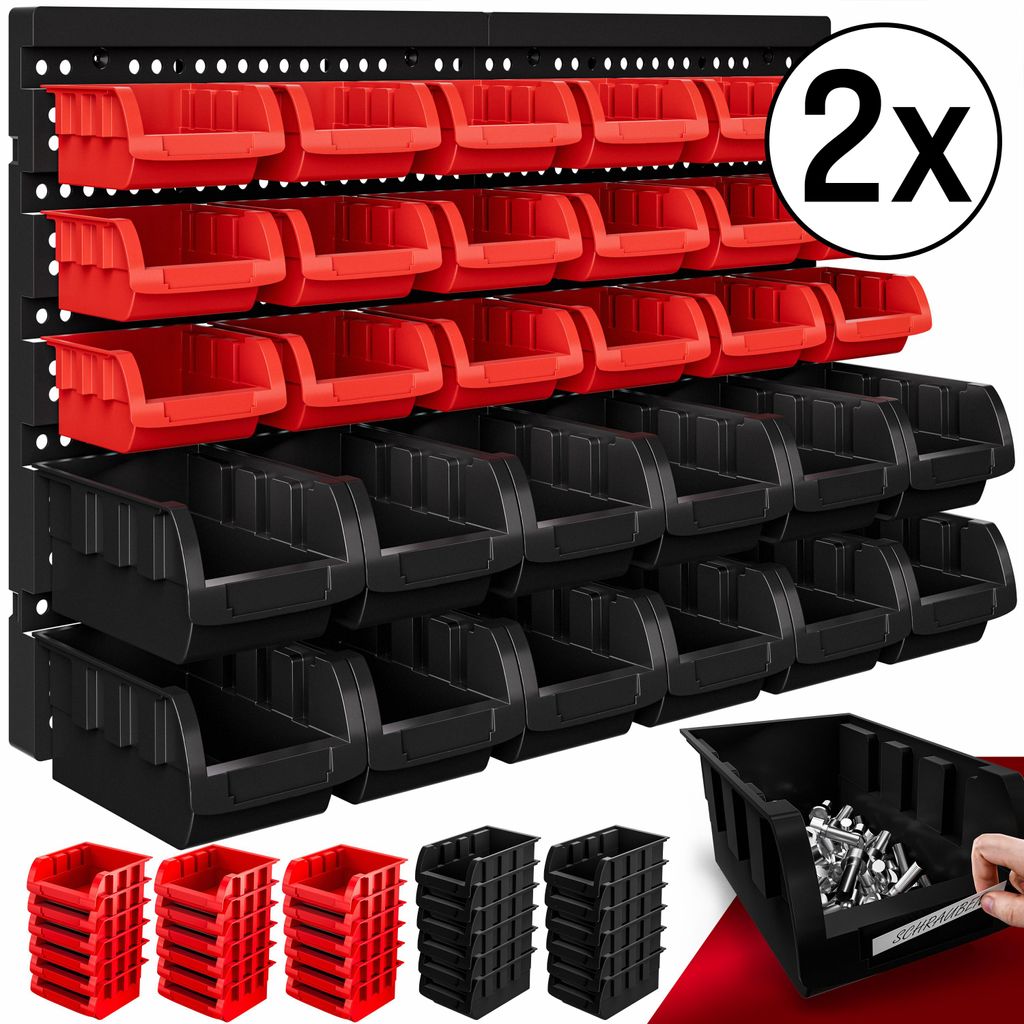 64-teiliges Stapelboxen Set für Wandregal aus Polypropylen, Produktbild 