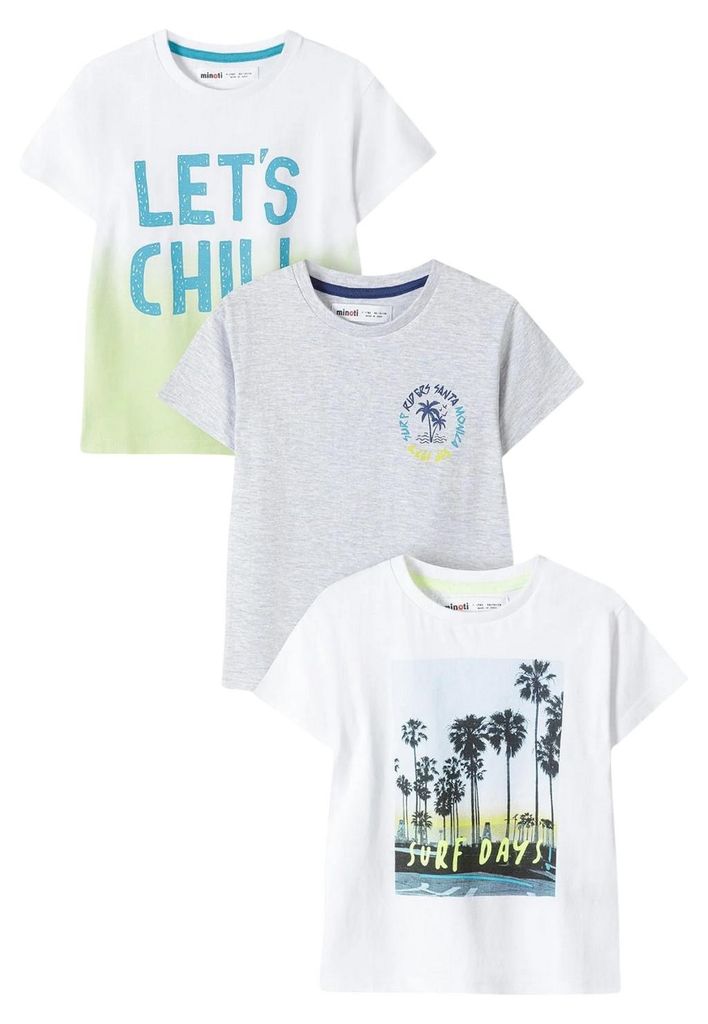 Minoti - T-Shirt für Jungen, kurzärmlig (3er-Pack) MN292 (86) (Weiß)