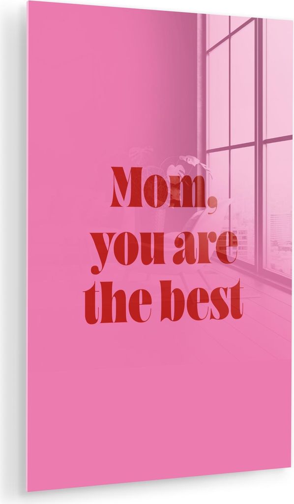 MuchoWow Glasbilder - Bilder auf Wandbild - Foto auf Glas Mutter - Botschaft - Rosa 60x90 cm Wanddekoration aus Glas - Acrylglasbild - Acrylbilder ...
