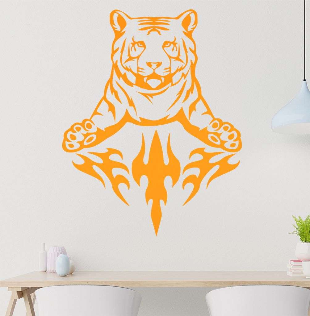 Flammen Tiger Wandtattoo in 6 Größen - Wandaufkleber Wall Sticker - Dekoration, Küche, Wohnzimmer, Schlafzimmer, Badezimmer