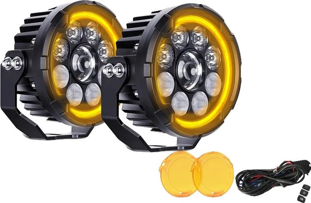 Feux de brouillard LED moto étanches IP68 éclairage jaune longue portée