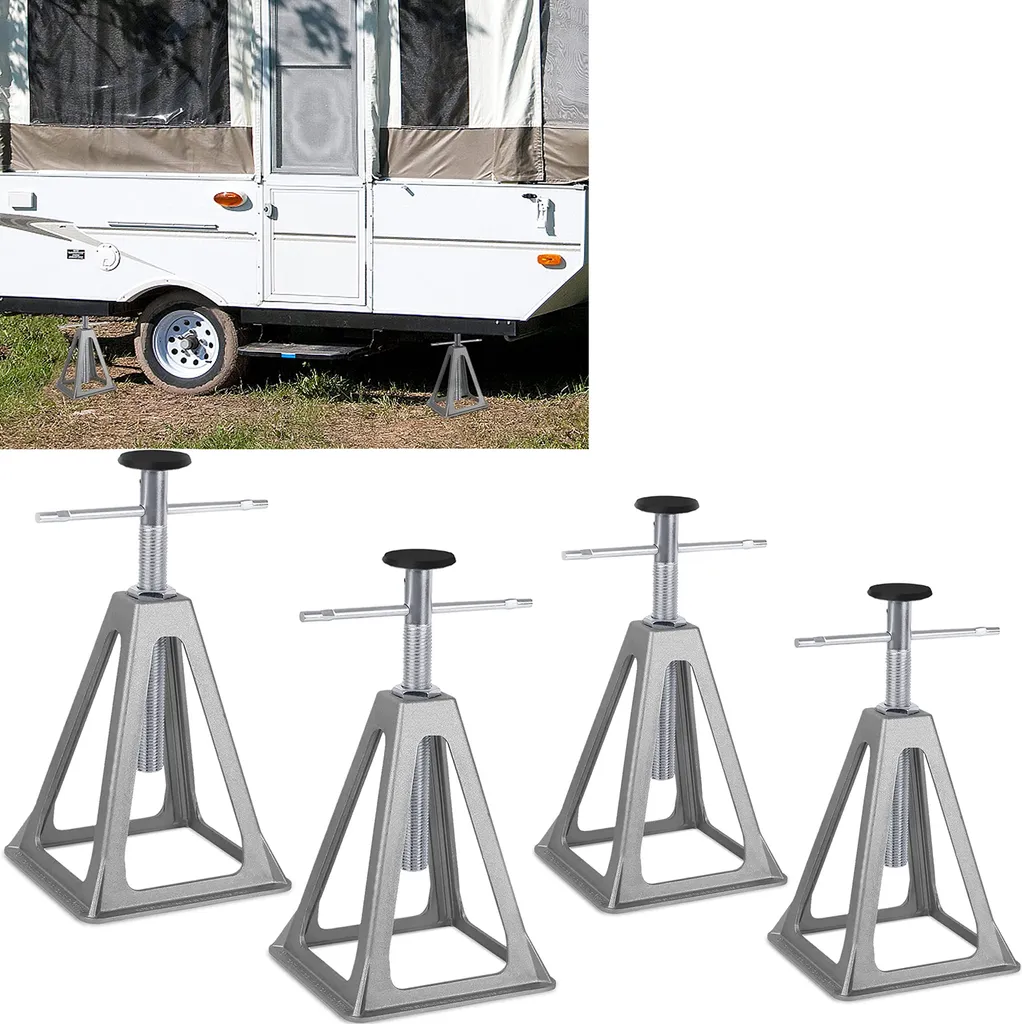 Chandelles de Stabilisation pour Caravane Réglables en Hauteur Argent