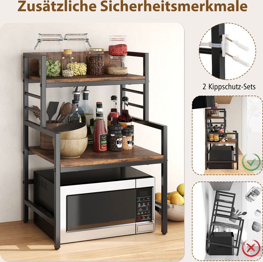 COSTWAY 3patrový regál do mikrovlnné trouby, průmyslový Obrázek produktu 5