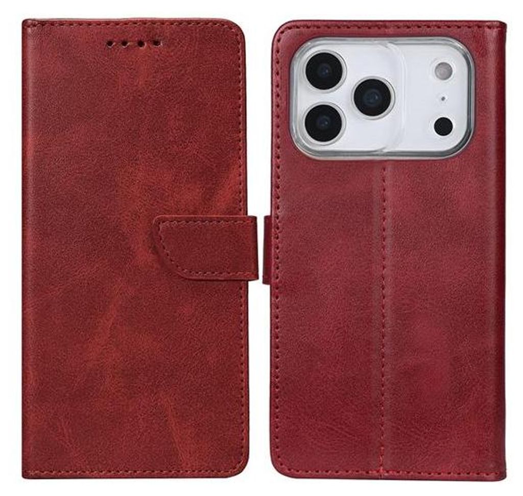 Flip Book Cover Tasche Case Schutz-Hülle passend für Apple iPhone 17 Pro – Handyhülle Klappcover Rot
