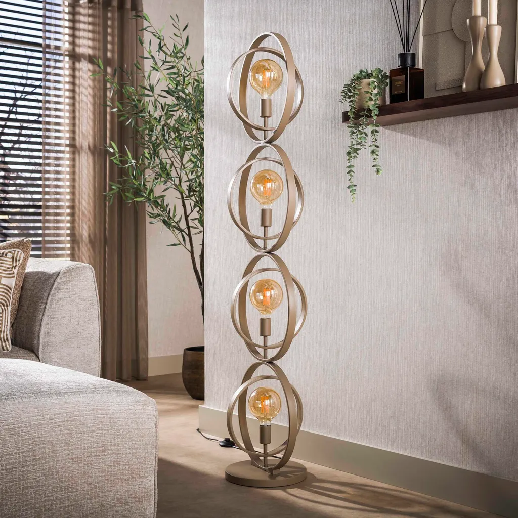 Lampadaire design beige 163 cm - Solution d'éclairage pour petits espaces - 4