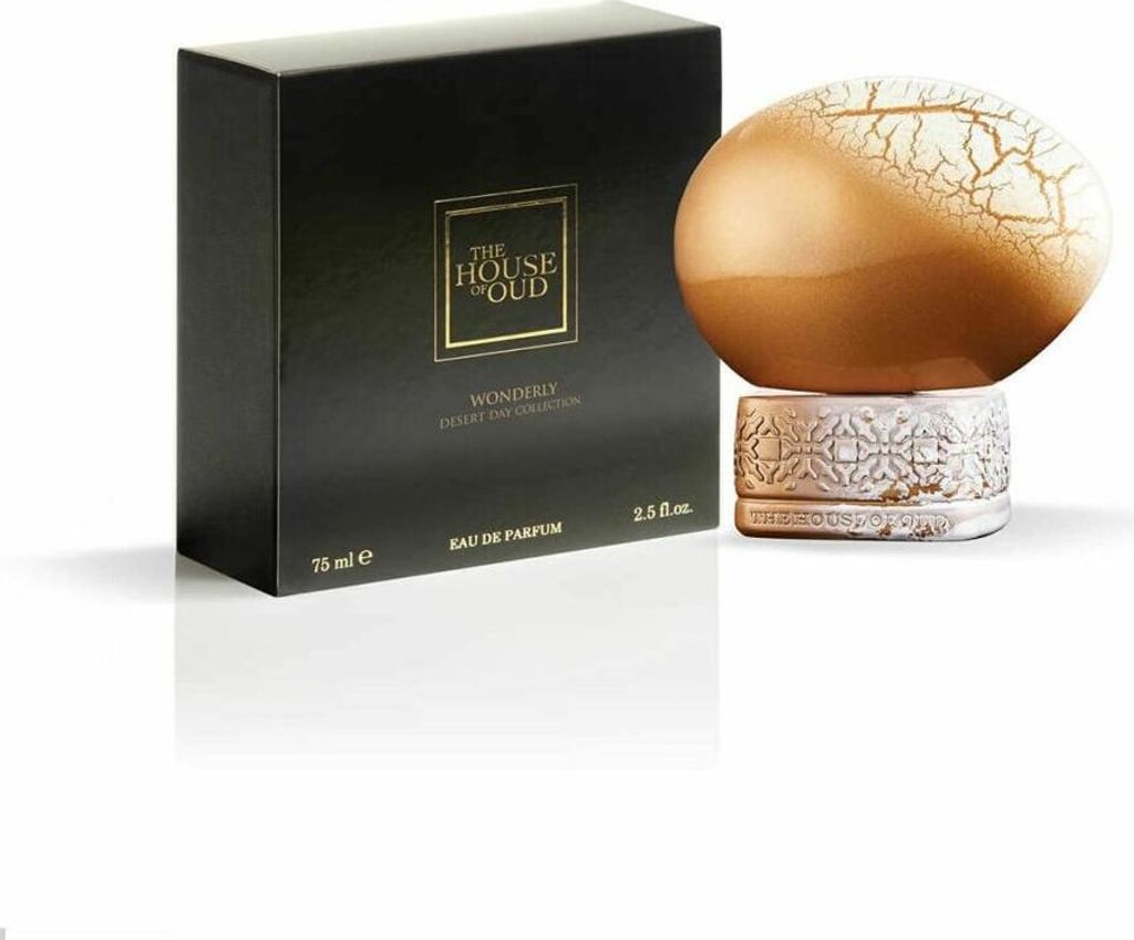 A perfume bottle and its box are displayed on a white background.