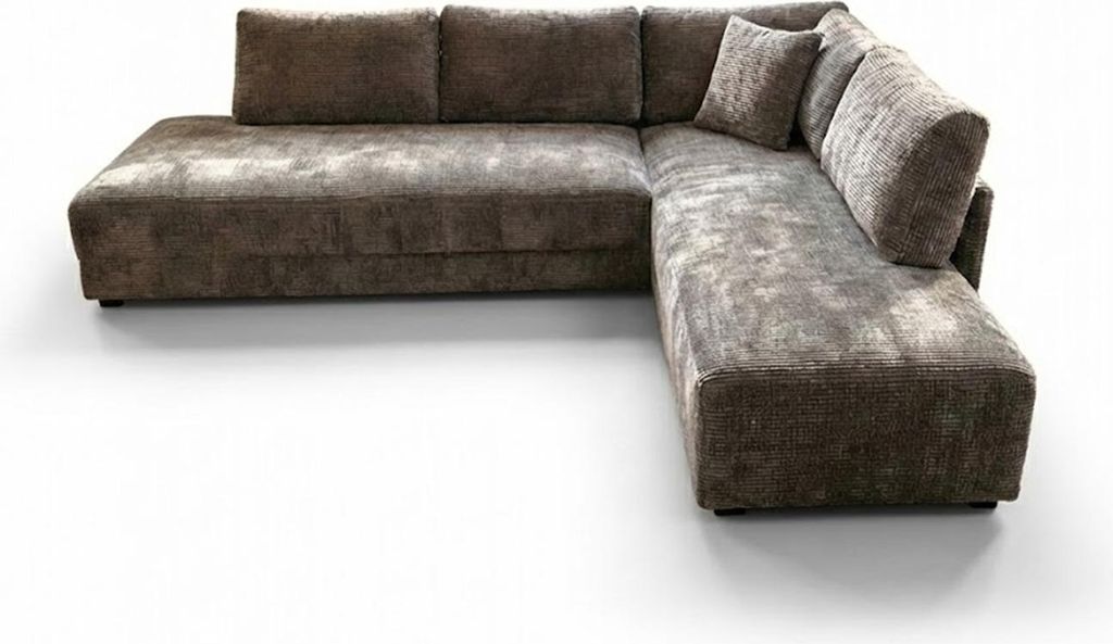 KAWOLA Schlafsofa SADIRA Ecksofa Stoff grau Recamiere rechts