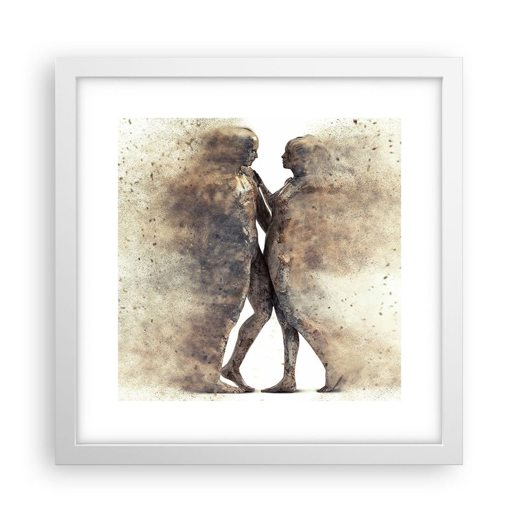 Gerahmtes Poster - Weißer Rahmen - Staub eine Frau ein Mann der Liebe - 30x30 cm - Wand Bild - Wanddeko - Wandbilder - Wandposter - Bilderrahmen -...