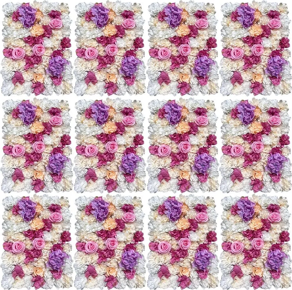 Décoration Florale Réutilisable - Mur de Fleurs 60x40cm pour Mariage