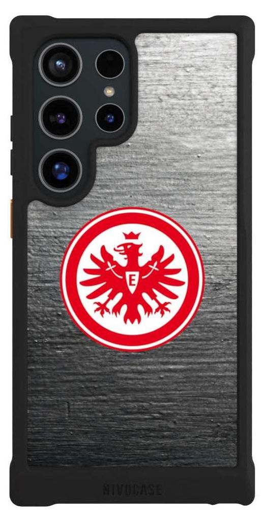 NIVOCASE Hülle für Samsung Galaxy S24 Ultra Stoßfeste Handyhülle NIVOmax Case Schwarz Eintracht Frankfurt Logo SGE