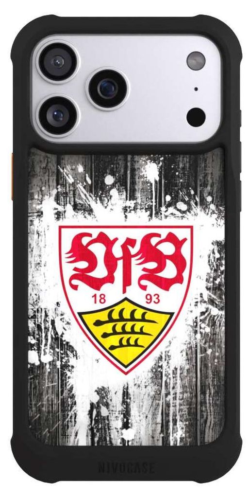 NIVOCASE Hülle für Apple iPhone 17 Pro Max Stoßfeste Handyhülle NIVOmax Case Schwarz Bundesliga Offizielles Lizenzprodukt VfB Stuttgart