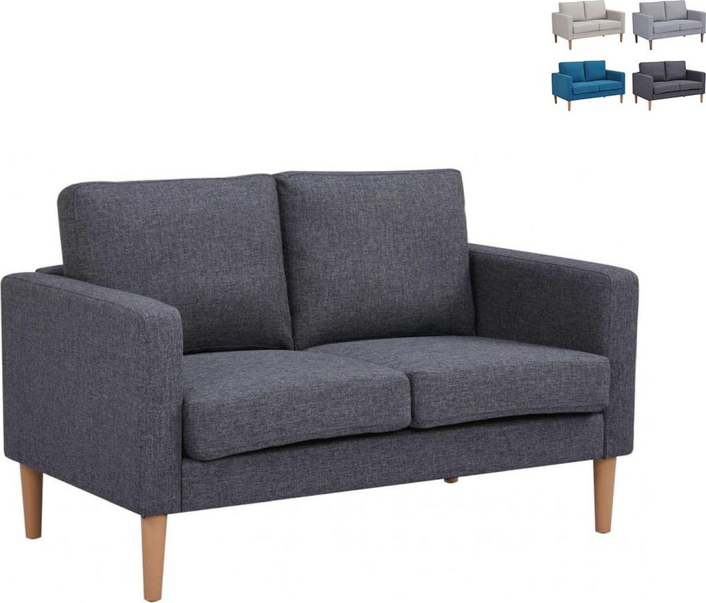 Moderner 2-Sitzer Sofa aus Baumwolle 137x73x82cm Ramsey - Dunkel Grau