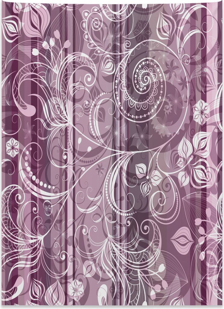 Abakuhaus Lila Wandteppich, Blumen Blätter Retro aus Weiches Mikrofaser Stoff Kein Verblassen Klare Farben Waschbar, 110 x 150 cm, Lila