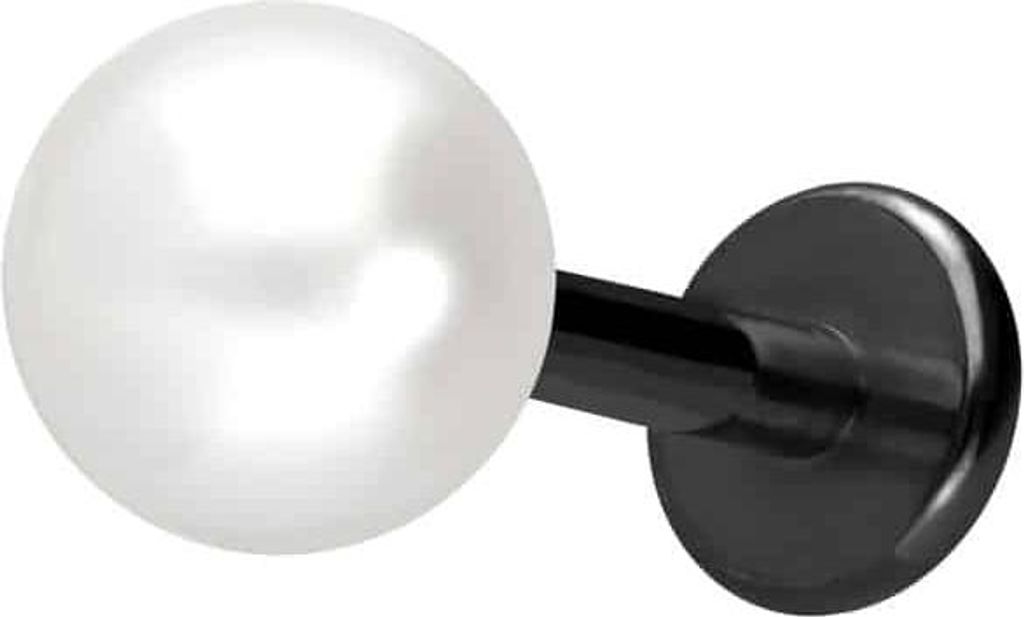 Ohrpiercing, Nasenpiercing Titan Labret mit Innengewinde SYNTHETISCHE PERLE Schwarz Stablänge: 5mm | Stabstärke: 1,2mm | Perlengröße: 6mm