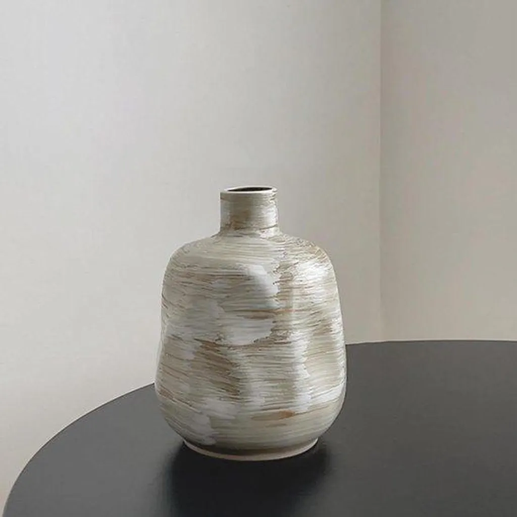 Vase en céramique 25 cm émaillé et étanche pour bouquets sans fuites