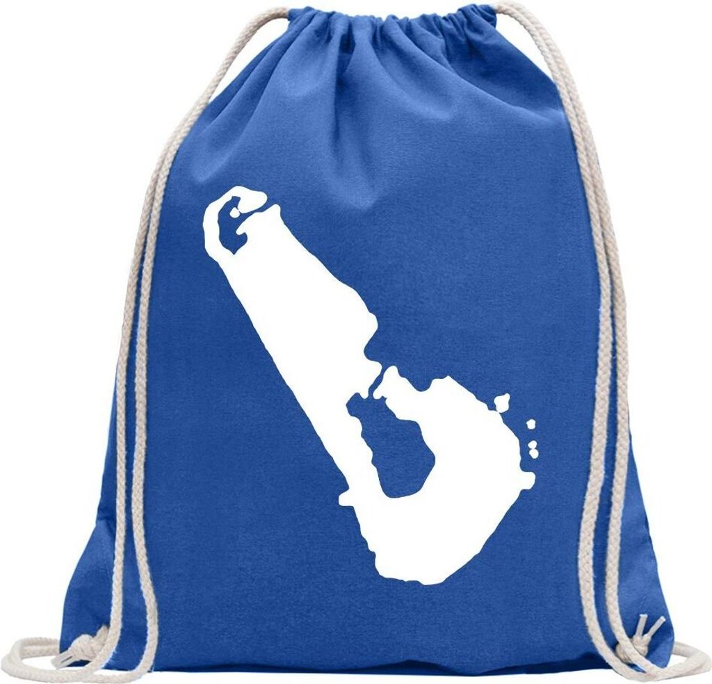 Kiwistar - Turnbeutel - royal - Tuvalu Umriss Kontur - Fun Rucksack Sport Beutel Gymsack Baumwolle mit Ziehgurt