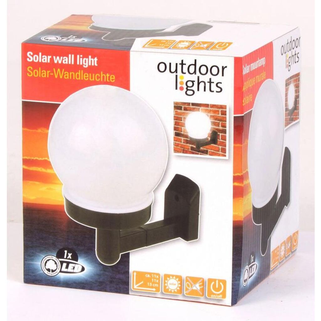 Solar Wand Leuchte LED Kugel Dekoration Licht Außenbereich Produktbild 