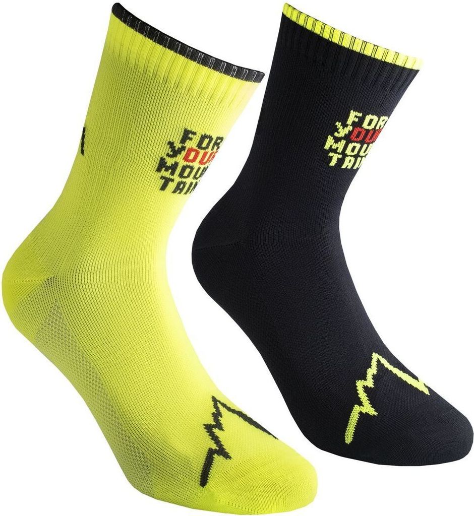 For Your Mountain Socks, Black/Neon, XXL, La Sportiva Mountain Running , Socks - La Sportiva