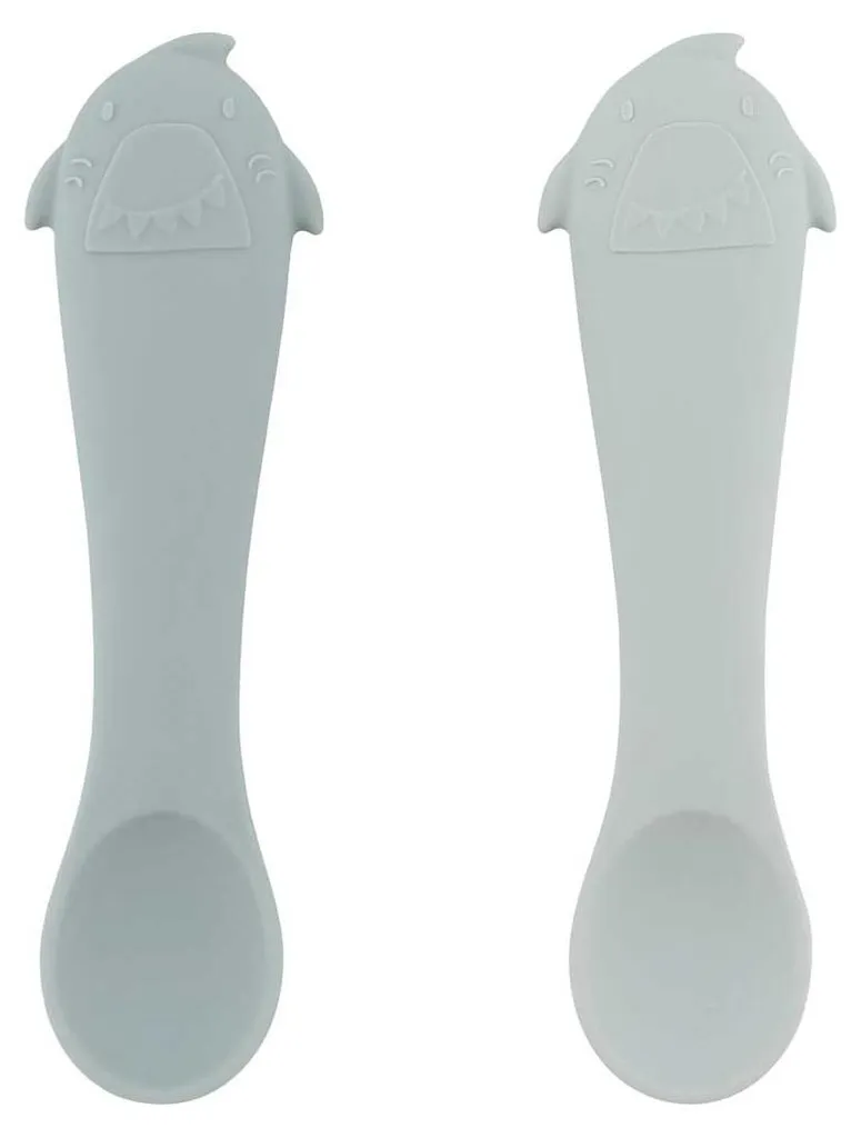 Lot de 2 cuillères en silicone Trixie Baby Mr. Shark pour premiers repas
