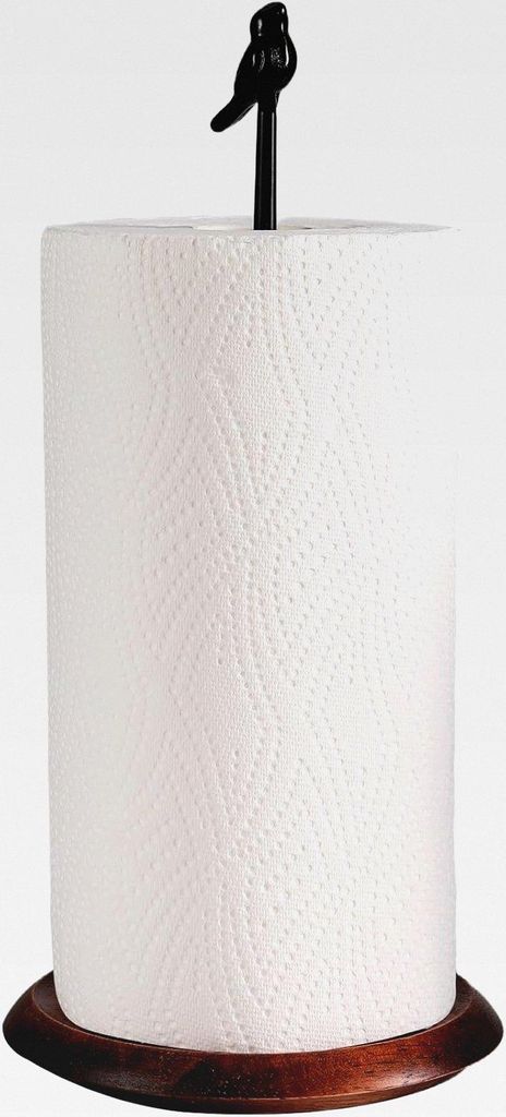Küchenrollenhalter Küchenpapierhalter Design süßer Vogel, stehend freistehend ohne Bohren, aus Massiv Holz und Metall, Stabil Rostfrei, Küchen...