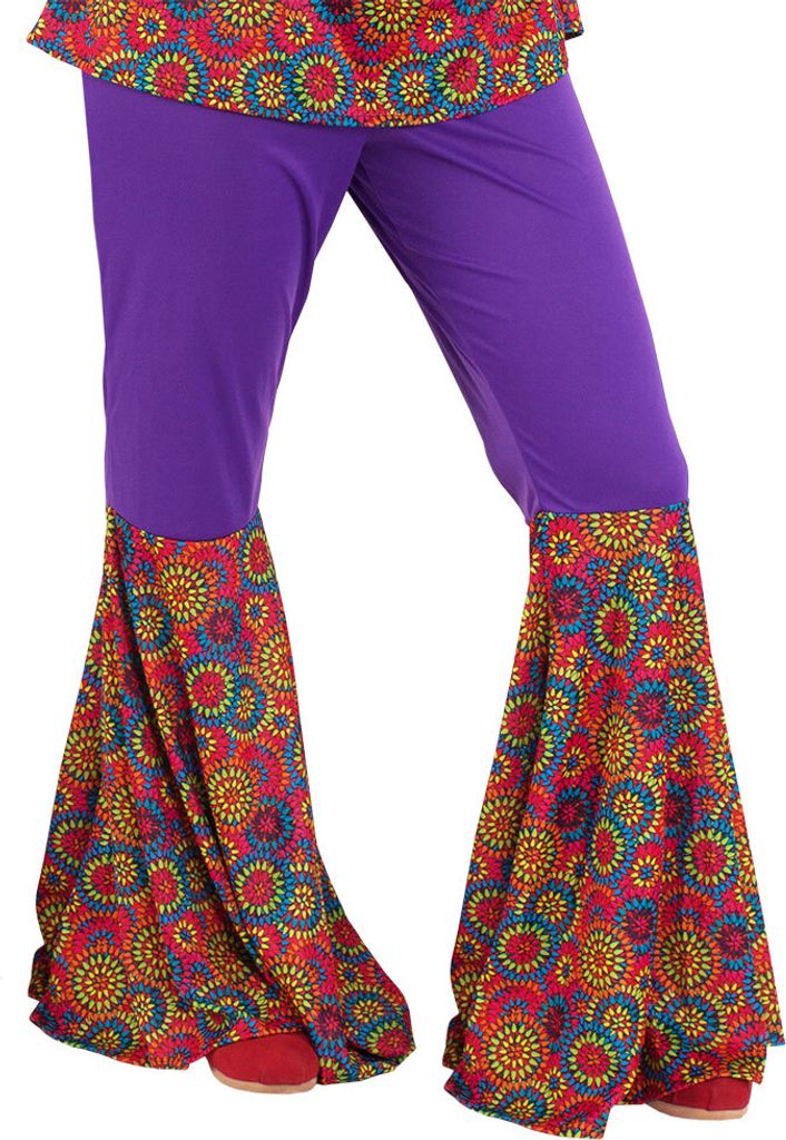 Hippie Kostüm Damen Flower Power Schlaghose Größe: 40-42