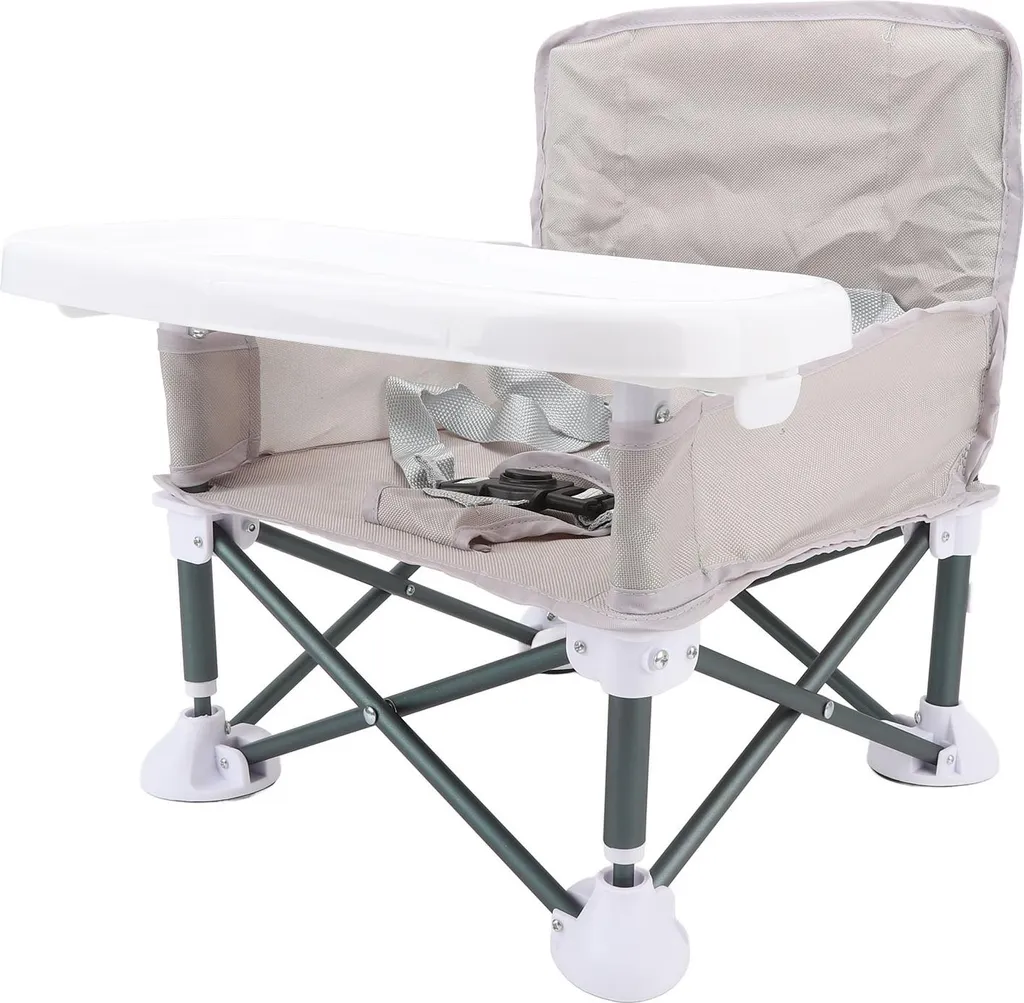 Siège de repas bébé gris pliable et léger pour activités extérieures - 3