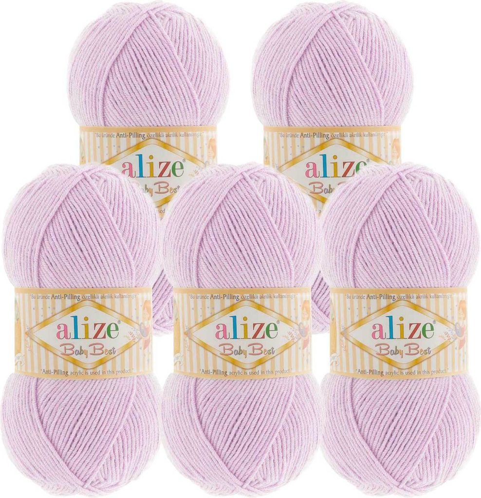 5 x 100g Strickgarn ALIZE Baby Best uni Babywolle Wolle Antipilling 44 Farben