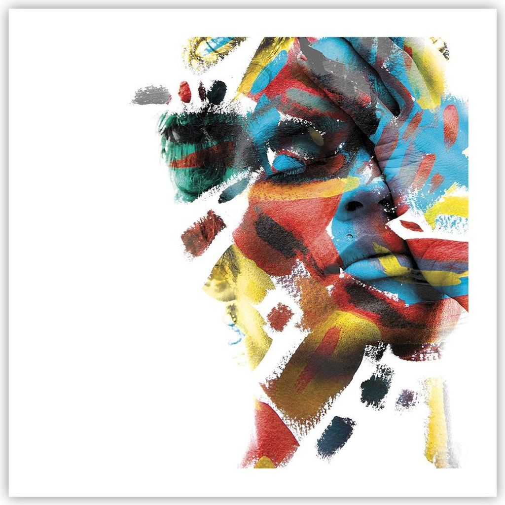 Poster - Poster ohne Rahmen - Gemalt Gesicht Modern - 60x60 cm - Wand Bild - Wanddeko - Wandbilder - Kunstposter - Wandposter - Bilder - Kunstdruck...