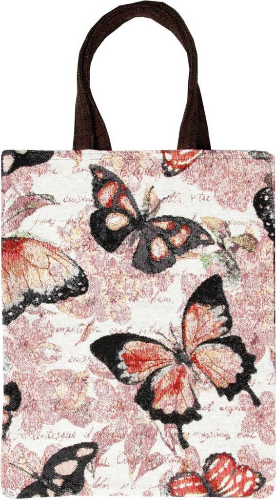 Einkaufstasche "Schmetterlinge", umweltfreundliche Gobelin (32x40cm) Baumwoll-Tragetasche, widerstandsfähig und reißfeste Shoppingtasche