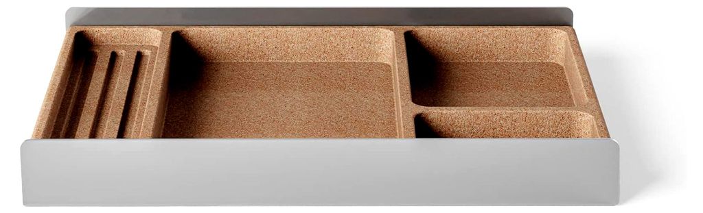 Schreibtischablage mit Fächern aus Kork und Aluminium, Stiftablage und Auffangbehälter für die Schreibtischaufbewahrung