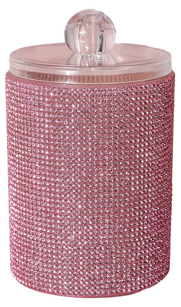 Strass-Aufbewahrungsdose mit Deckel, funkelnde Wattestäbchendose, staubdichter Organizer für Wattepads zur Aufbewahrung auf Waschtisch und Badezi...
