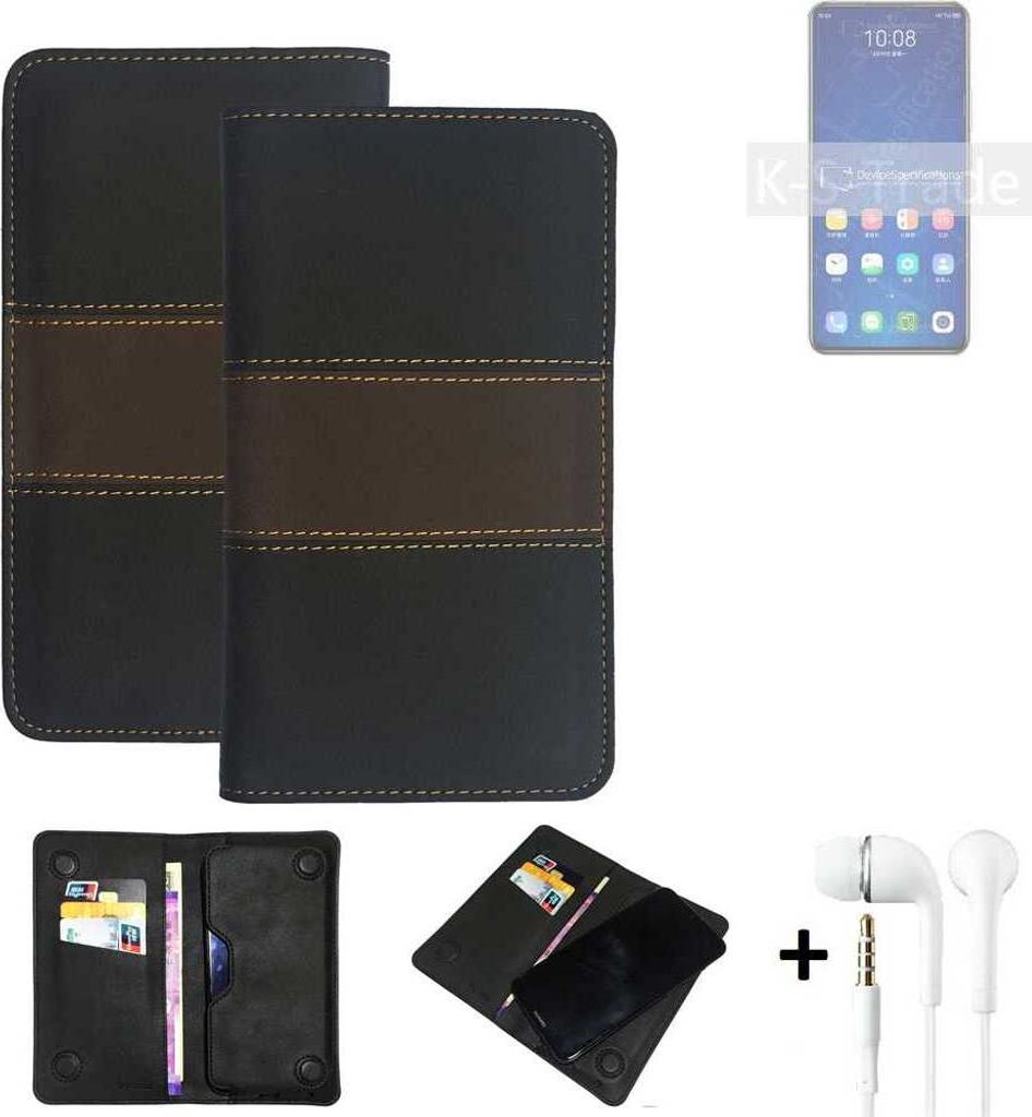 K-S-Trade Handyhülle + Kopfhörer kompatibel mit ZTE Axon 31 Pro 5G Schutzhülle Walletcase Bookstyle Tasche Schutz Case Hülle Wallet Cover
