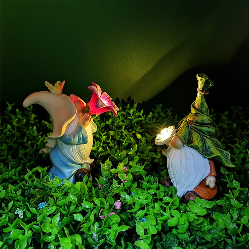 2er Set 15cm LED Herbstdeko Figuren Kunstharz Zwerge Gartendeko,Niedlichen Gartenzwerge fš¹r Garten Herbst Deko Drau?en,Tischdeko fš¹r Haus Inn...