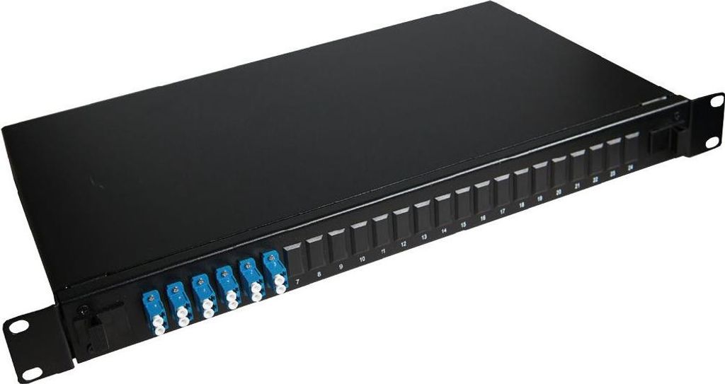 Lanview LVO233835. Stecker: 6 x LC, Optischer Kabelverbinder: LC. Produktfarbe: Schwarz, Material: Stahl, Montage: Rack
