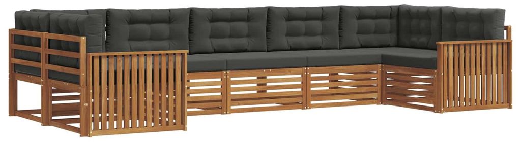 vidaXL Outdoor-Sofagarnitur mit Kissen 7 pcs Natur und Anthrazit
